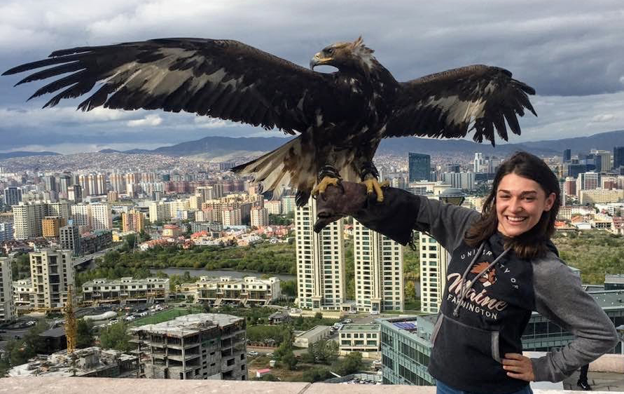 Sarah Gould Holding a Golden Eagle