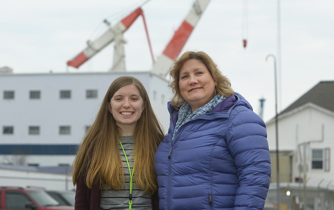 Kendra Burgess and Wendy Castonguay, University of Maine at Farmington Community Health Education majors, are serving semester-long internships with Bath Iron Works "Fit for Life" health program.